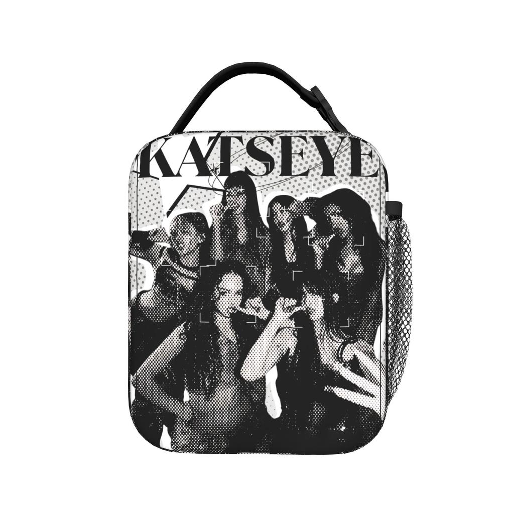 Korean Kpop Band Gril Group KATSEYE Printed Lunch Bag Vintage Lunch Box School Zipper Thermal Tote Handbags For Men Cooler Bag