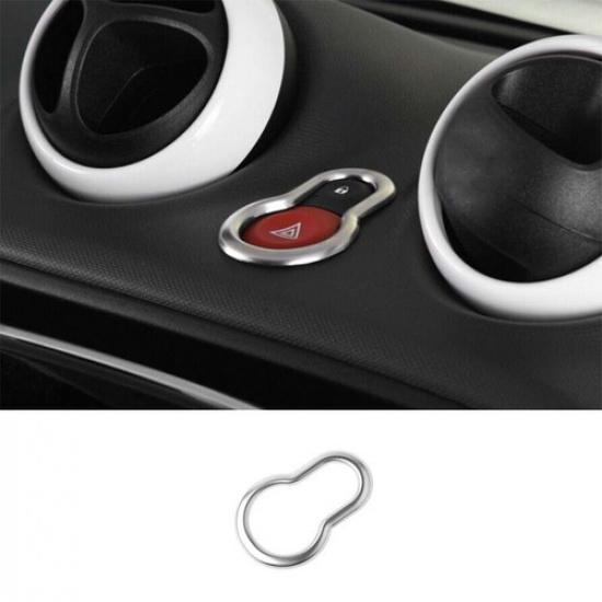 Silver Steel Emergency Light Switch Panel Trim For Benz Smart Fortwo 2015-