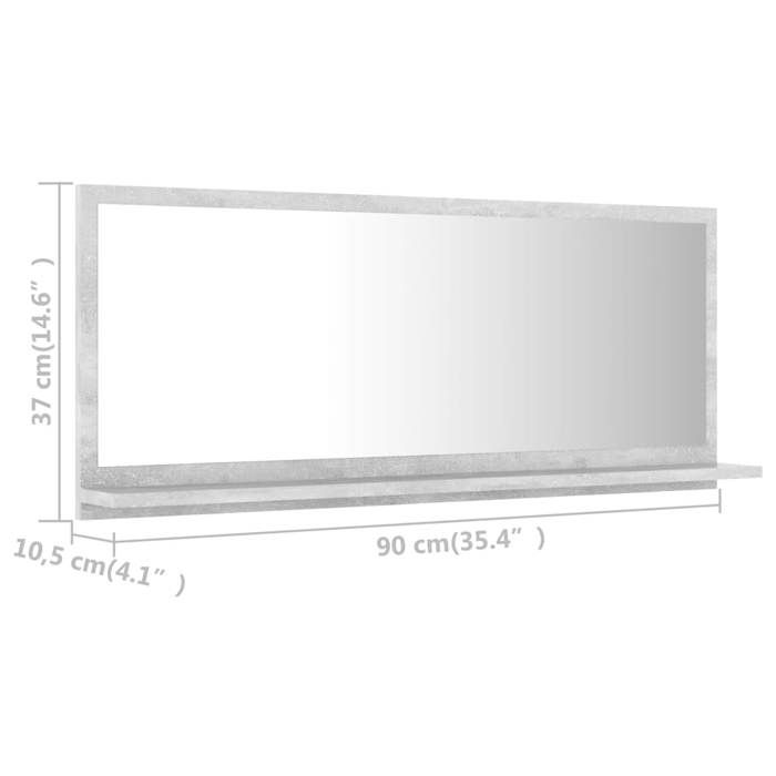 VidaXL Bathroom Mirror Makeup Mirror Wall Mirror Decoration Decorative Mirror Home Interior Concrete Grey 804584