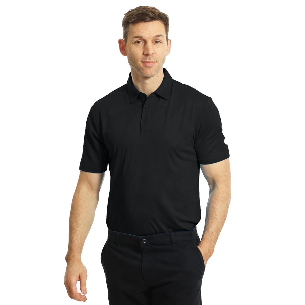 Island Green Mens Jacquard UV Protection Golf Polo Shirt
