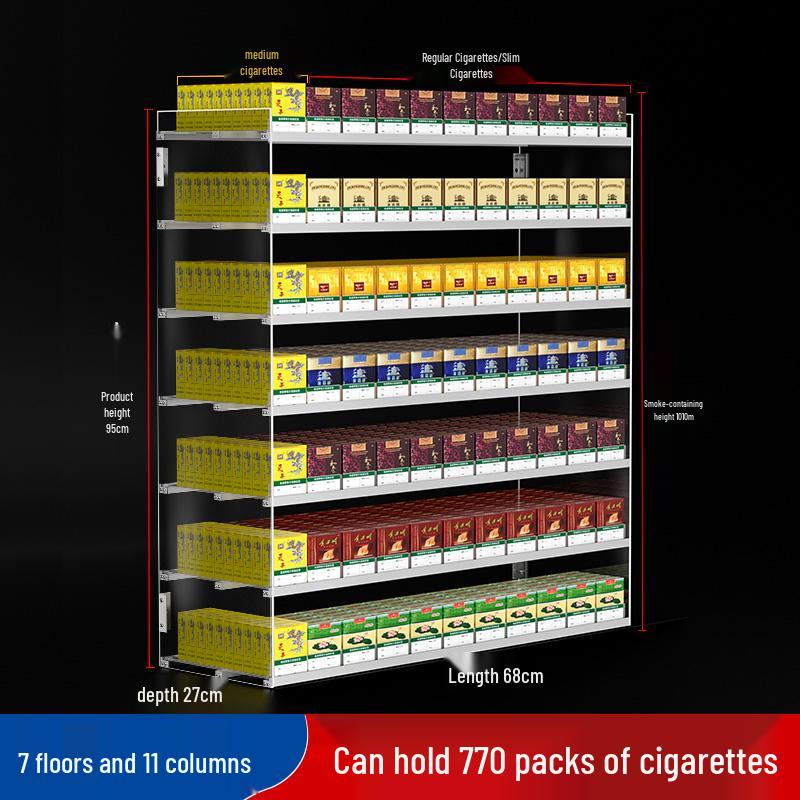 Wall-Mounted Acrylic Cigarette Display with Automatic Pusher