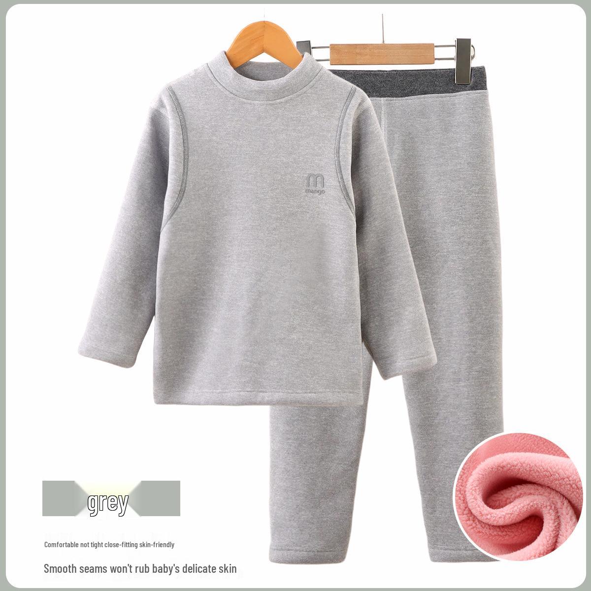 

Children s Fleece-Lined Warm Underwear Set for Boys and Girls - Thick School Uniform Essentials 130 cm сірий колір