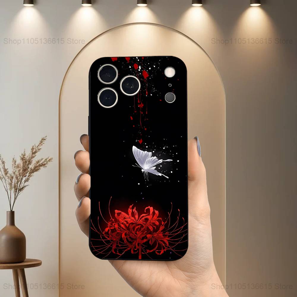 

Lily Flower Red Spider For iPhone 8,7,11,12,15,14,13,16,17,Plus,Pro Max,XS,X,XR,SE,Mini,Soft Silicone Black Case iPhone15PROMAX