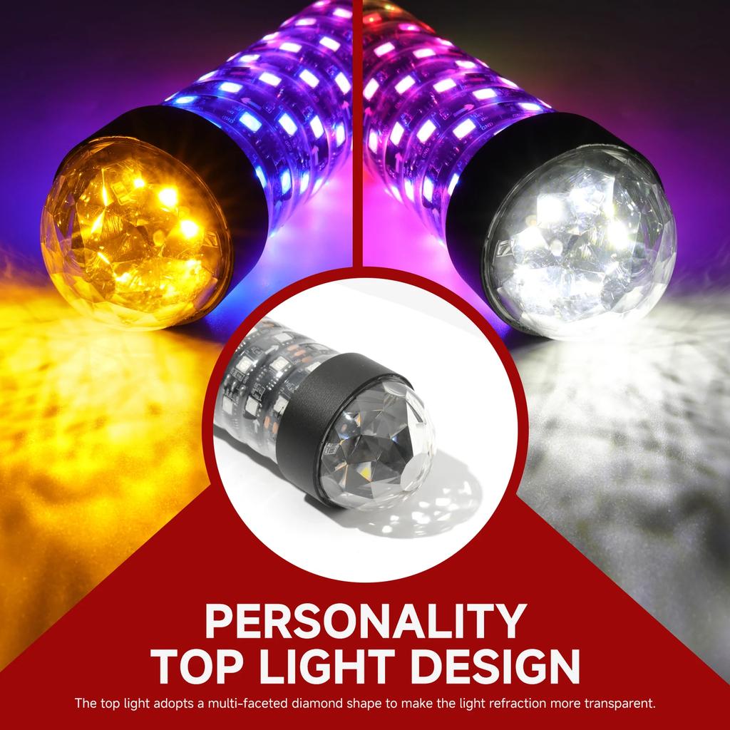 2PCS 1FT RGB LED Antennas With Warning Lights Antenna Led Bar Spiral Sequential Whip Light Off-road And UTV Accessories