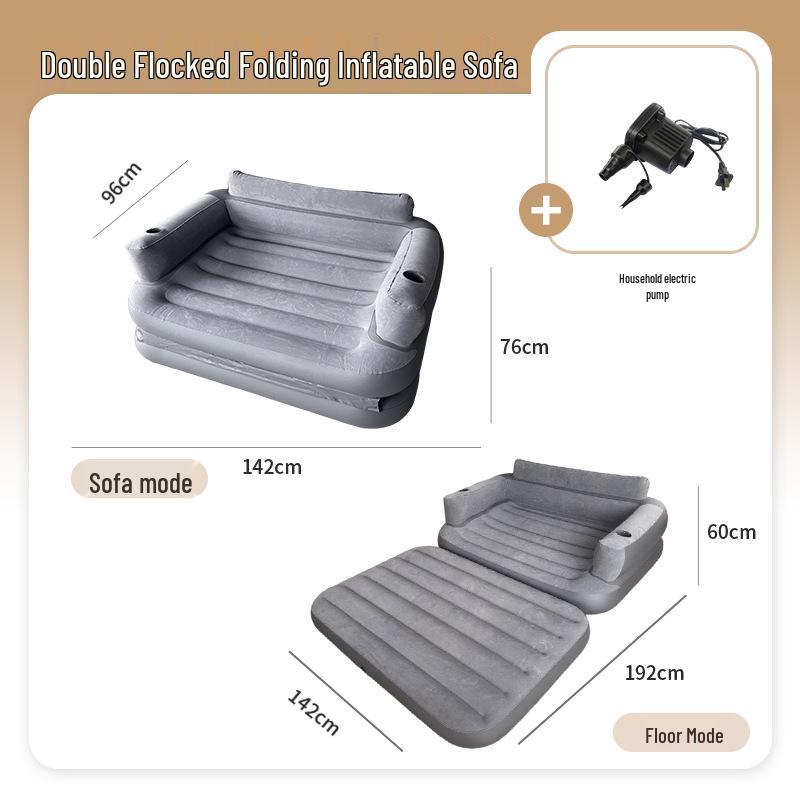 Thick Flocking Inflatable 2-in-1 Sofa Recliner: Sit & Lie Tent Sofa