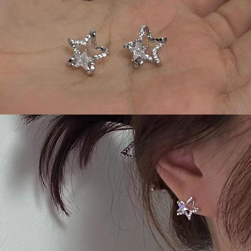 Glänzende Zirkon Stern Quaste Ohrringe Damen Koreanisch Süß Elegant Pentagramm Hängeohrring Y2K Schmuck Hochzeit