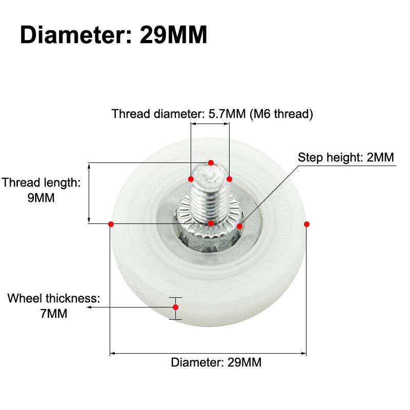 Smooth Sliding Drawer Bearing Pulley 4Pcs with Screw M6 External Thread Wear Resistant Wheels for Closet Cabinet Moving