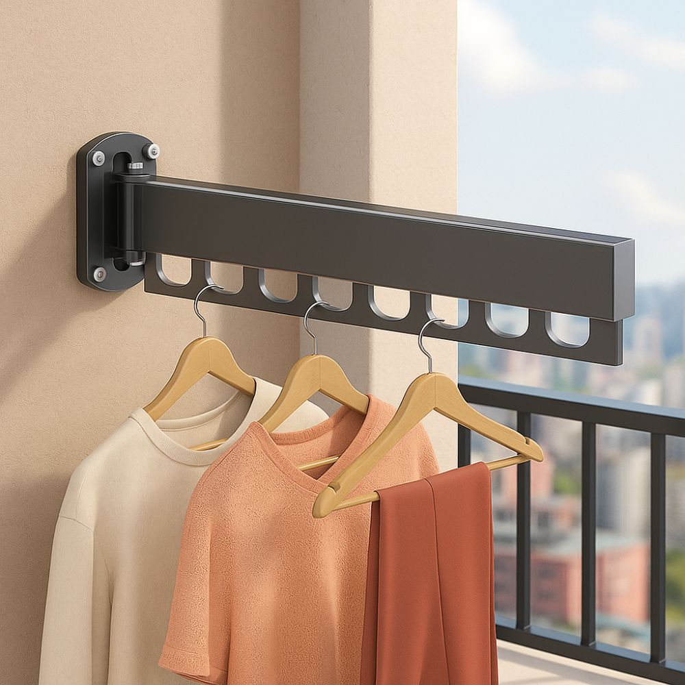 Rust-proof Wall Mount Clothes Hanger Stainless Steel Retractable Clothes Rack  Outdoor