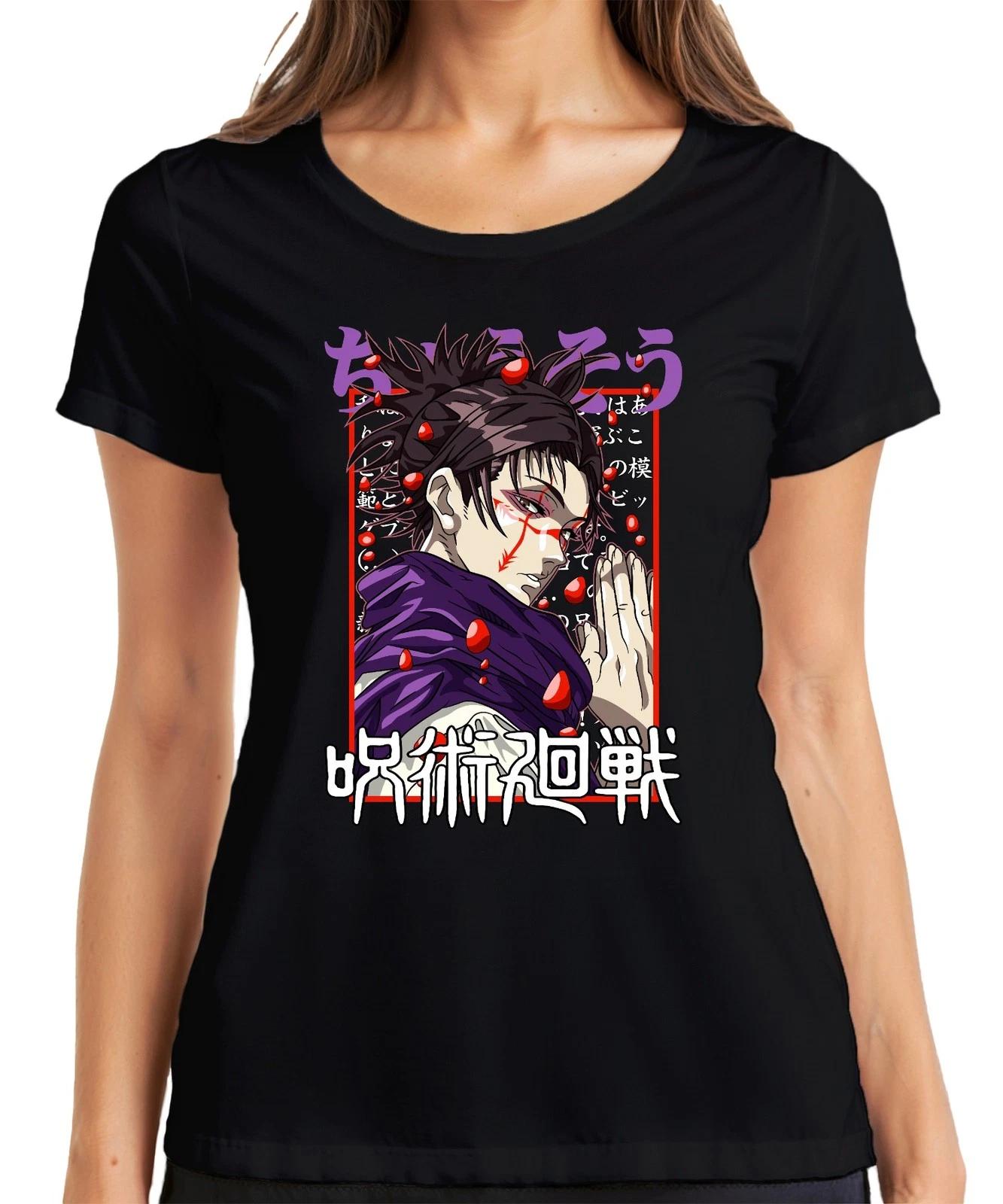 Jujutsu Kaisen Anime Fluchmagier Rot Augen Manga Fan Geschenk Damen T-Shirt S