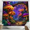 Fairy Tale Forest, Mushroom House Shower Curtain, Bathroom Decorative Shower Curtain, Waterproof Shower Curtain with Hooks