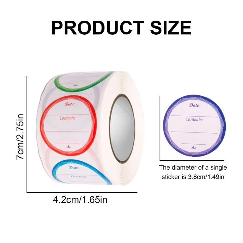 Praktische Aufkleber Gefrieretiketten Selbstklebend für Lebensmittelaufbewahrungsbehälter Packung mit 500 Stück 3,8 cm Durchmesser