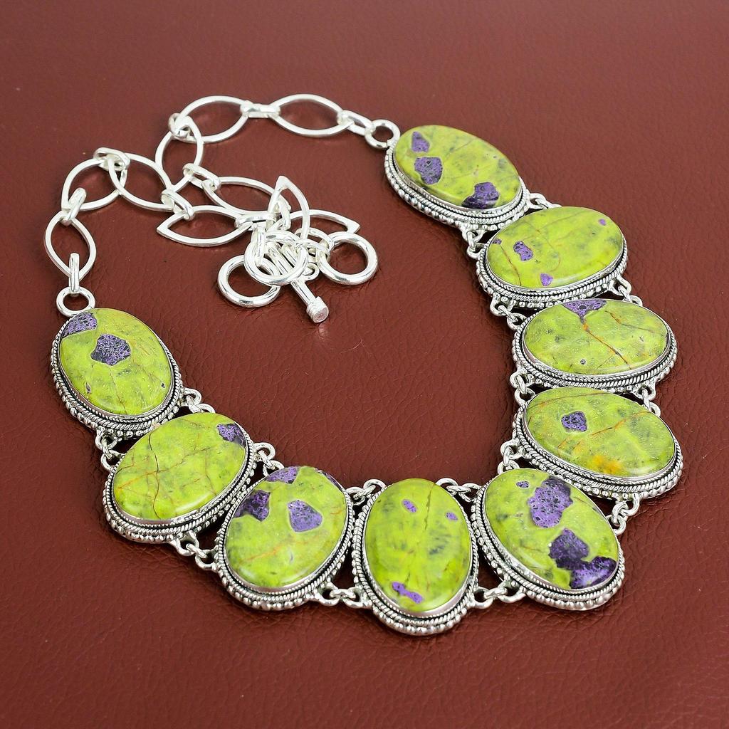 Stichtite Gemstone Necklace Handmade Necklace Amazing Vintage Jewelry 925 Sterling Silver Necklace Adjustable Chain Necklace Gifts For Mom