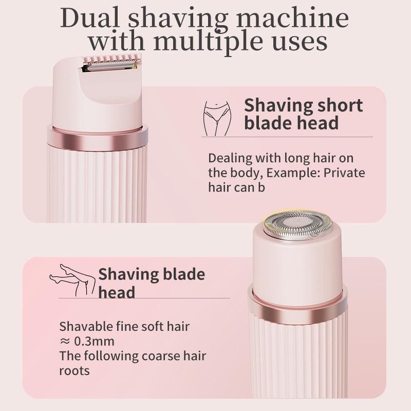 Dual-Head Women's Electric Epilator and Pubic Hair Trimmer