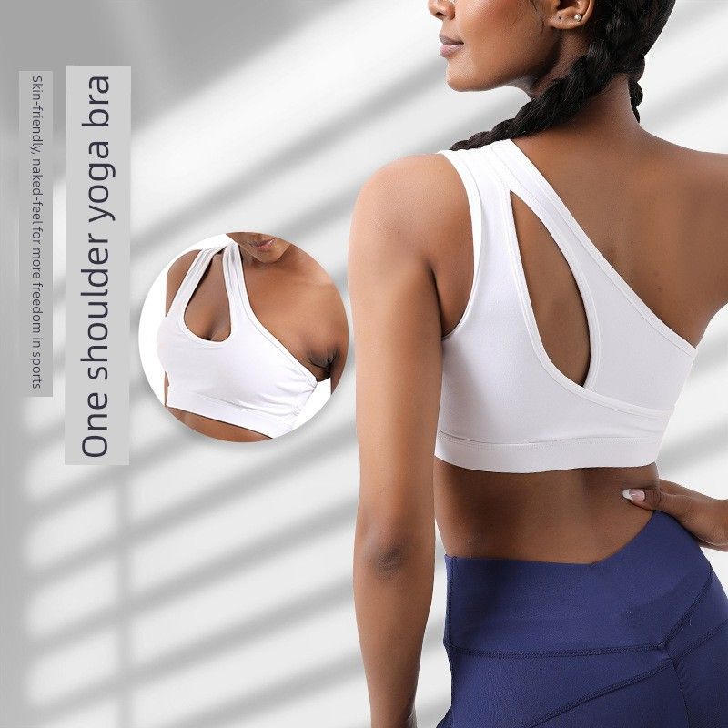 European and American Style Single-Shoulder Sports Bra, Shockproof High-Intensity Sports Vest, Fitness Yoga Bra, Yoga Wear, Women's Underwear