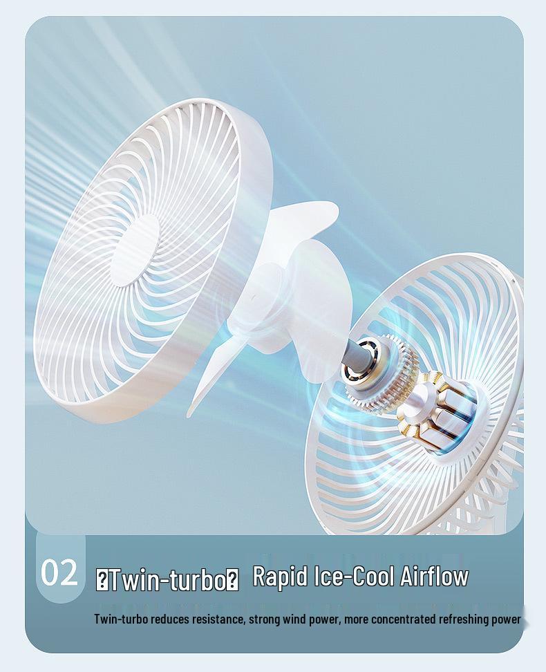 USB Rechargeable Desktop Fan - Silent, Dual-Use with Brushless Motor