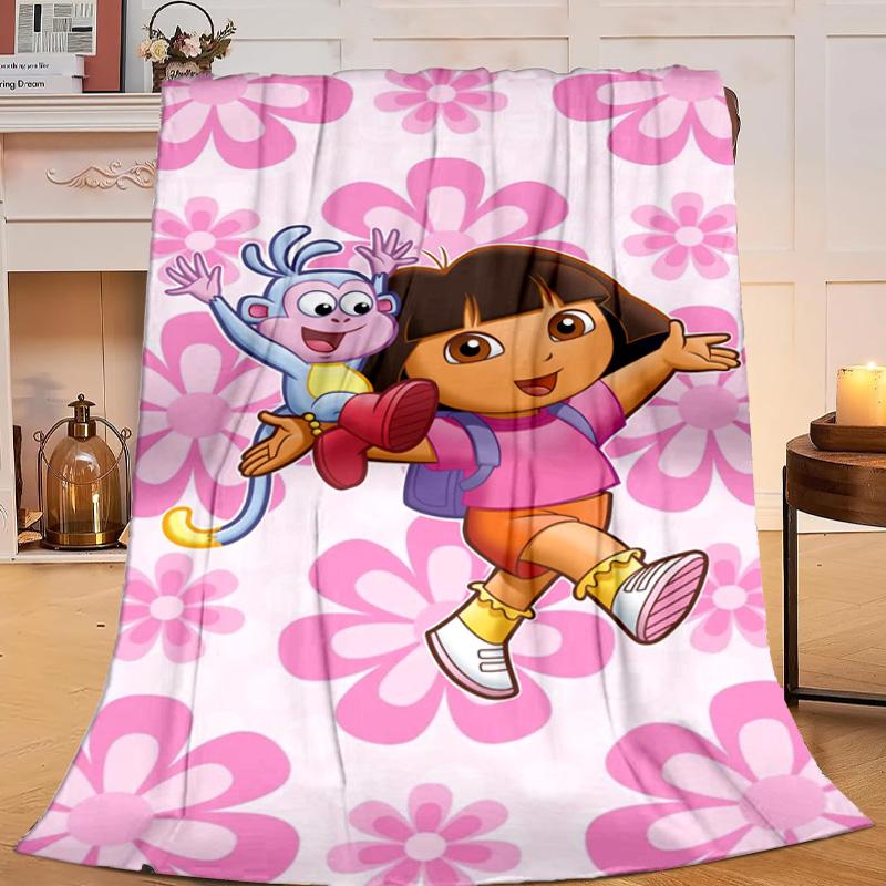 1PC The Explorer do-ra Adventure Flannel Blanket Gift, Suitable for Both Men And Women, Soft Ideal for Beds And Sofa, Birthday Or Christmas Gift