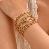 Chunky Stainless Steel Chain Bracelet For Women, Gold Plated Stackable Link Bracelet Wristband, Waterproof Jewelry