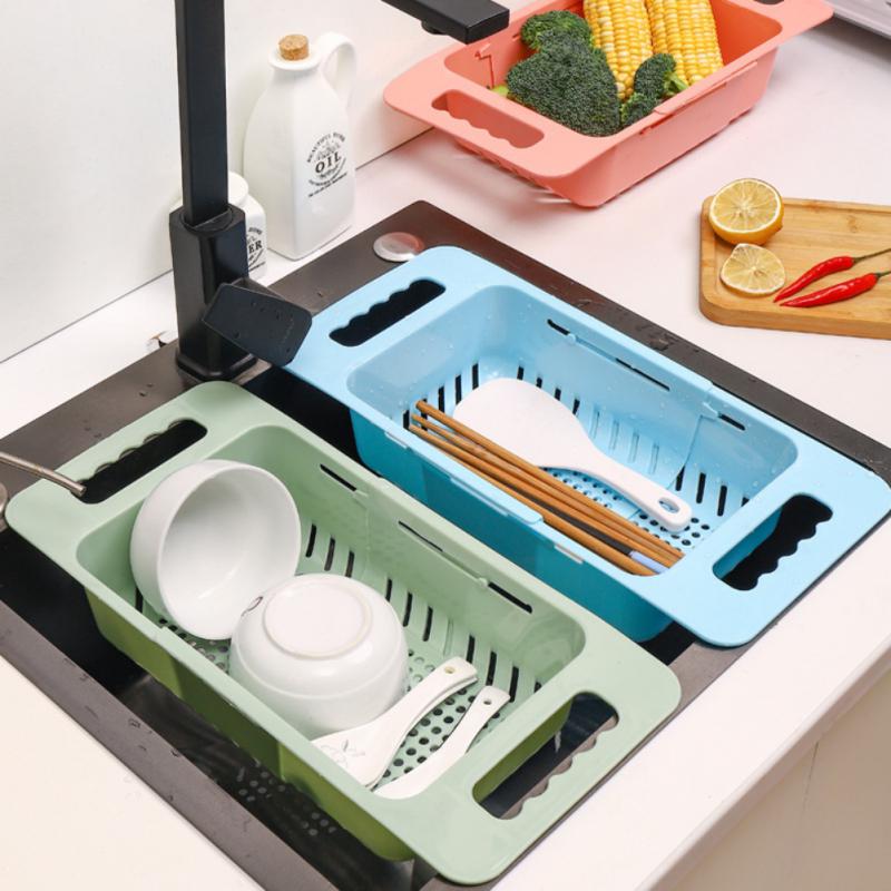Drain Rack Telescopic Organizer Solid Simple Style Kitchen Organizer Gadgets Sink Rack Retractable Adjustable Kitchen For Use