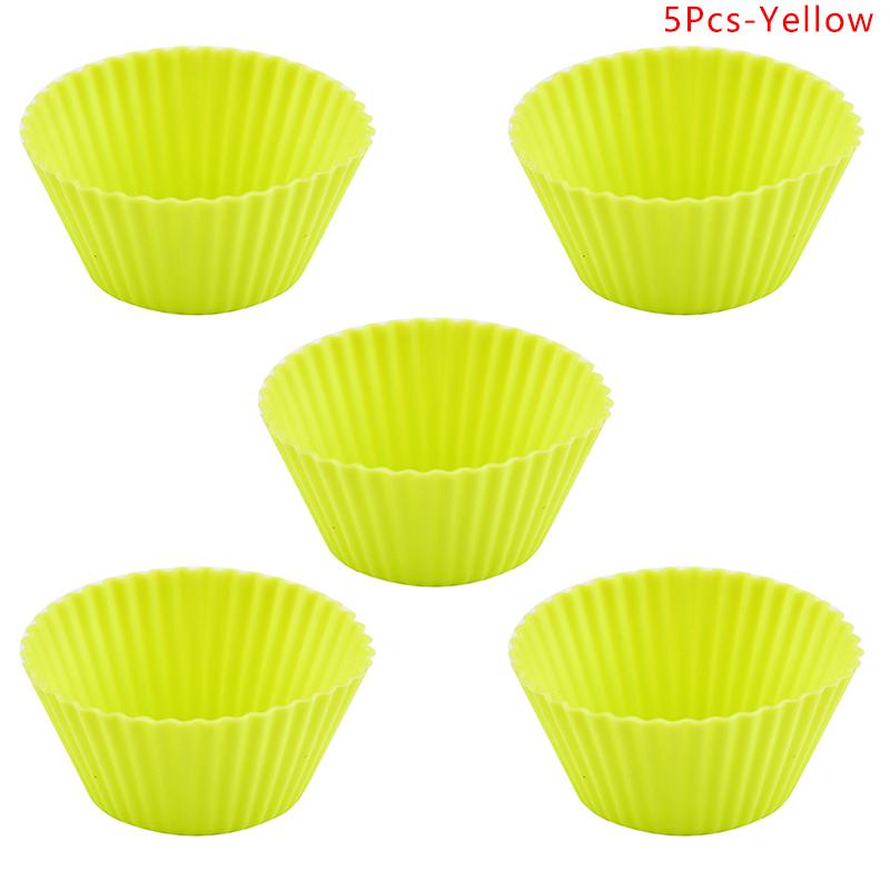 5Pcs Round Silicone Mold Cupcake Muffin Cup Baking Egg Tart Pudding Jelly Cookies Mold Reusable Diy Tool