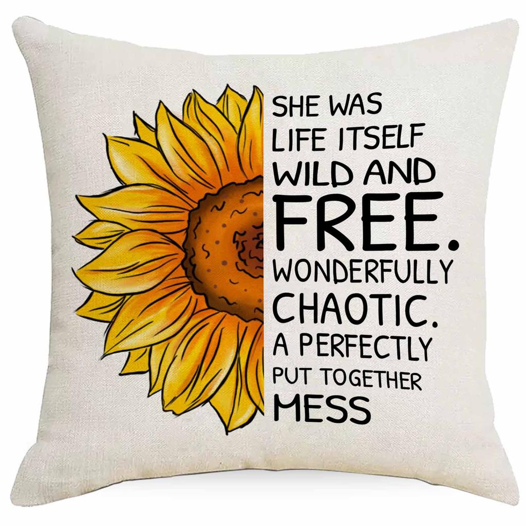 New Retro Summer Sunflower Pillowcase Home Sofa Cushion Pillowcase