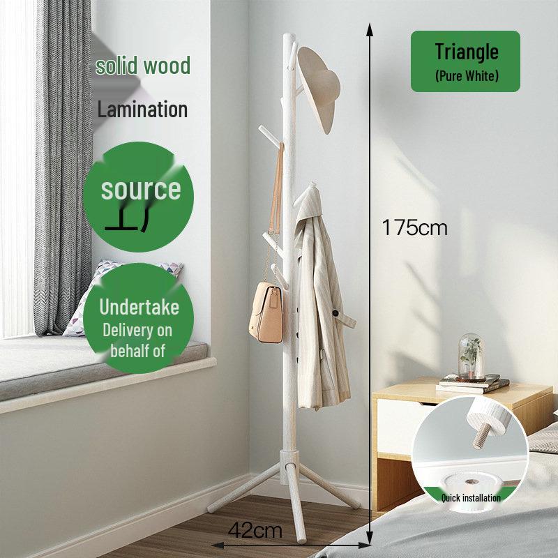 Beech Wood Floor Standing Coat Rack for Living Room and Bedroom
