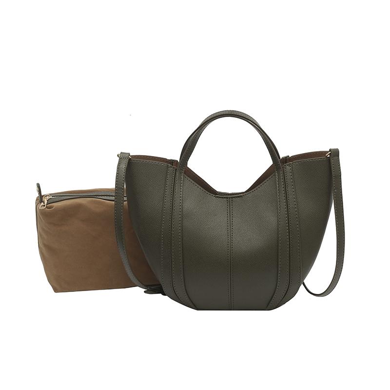 

2026 New Bucket Bag Women s Crossbody Tote Handbag Stitching Decoration Casual Versatile Shoulder Bag Basket Style PU Daily Use