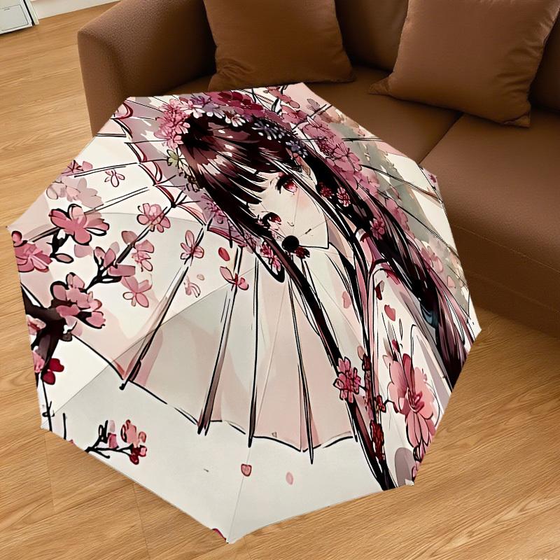 1PC cherry blossoms umbrella Umbrella-8-Rib Reinforced, Automatic Open, Lightweight & Durable, Cute Fashion Accessory for Outdoor, Beach, or Casual Us