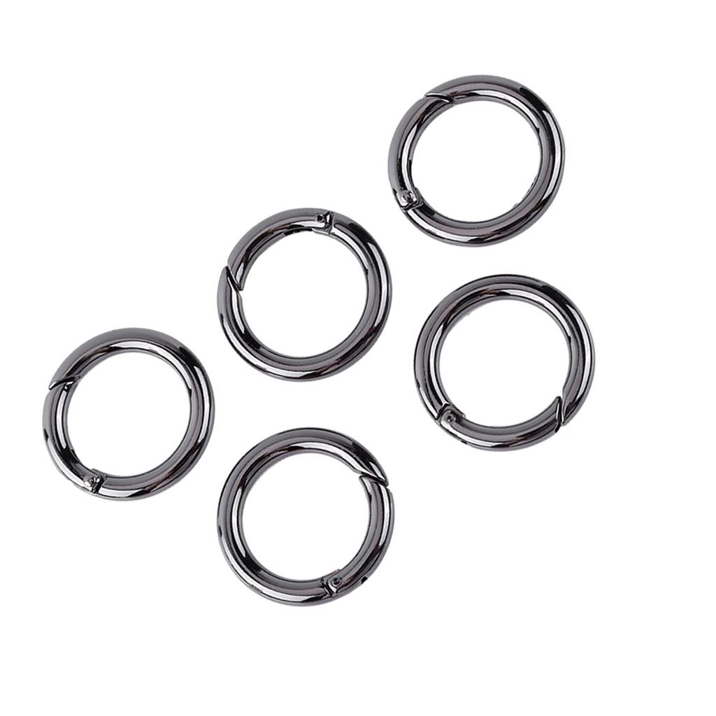 5PCS Zinc Alloy Round Carabiner Spring Snap Clips Hook Keychain Keyring Buckle