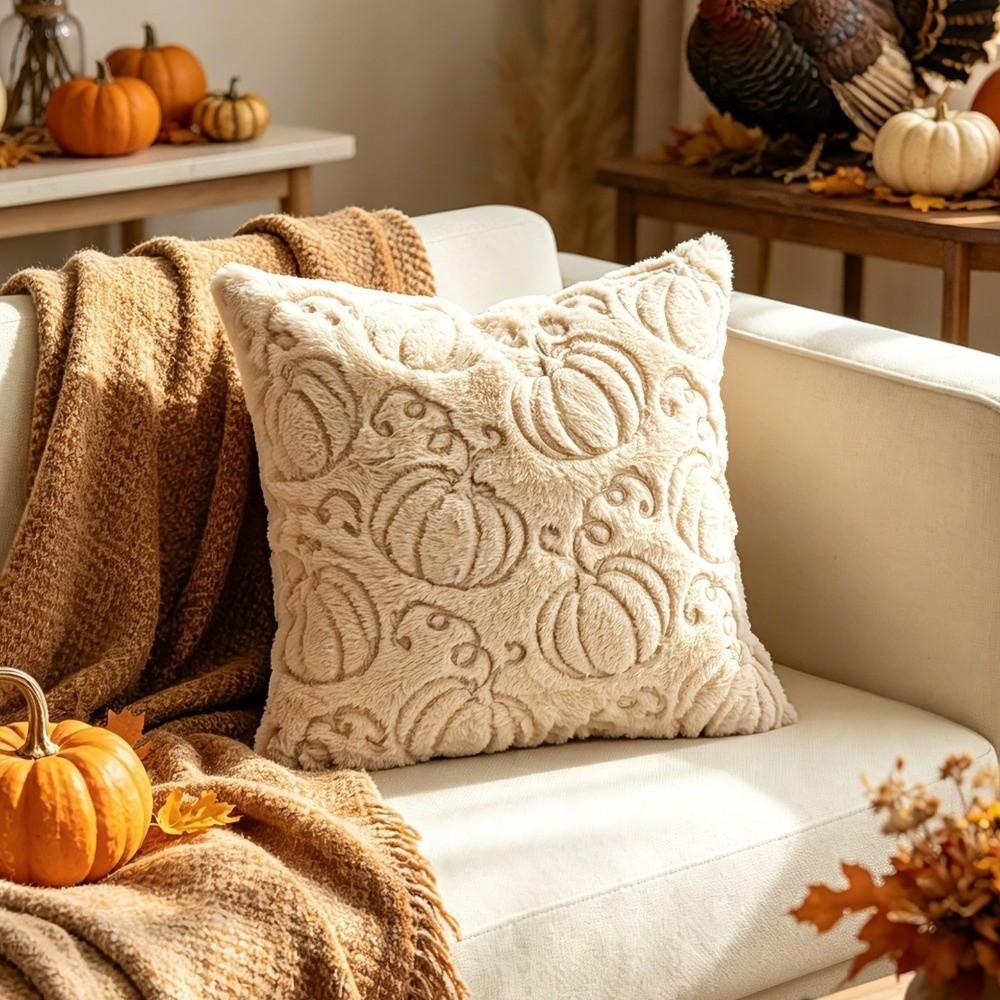 Pumpkin Pattern Cushion Covers Embroidered Decorative Pillowslip Pillowcases Office Decoration