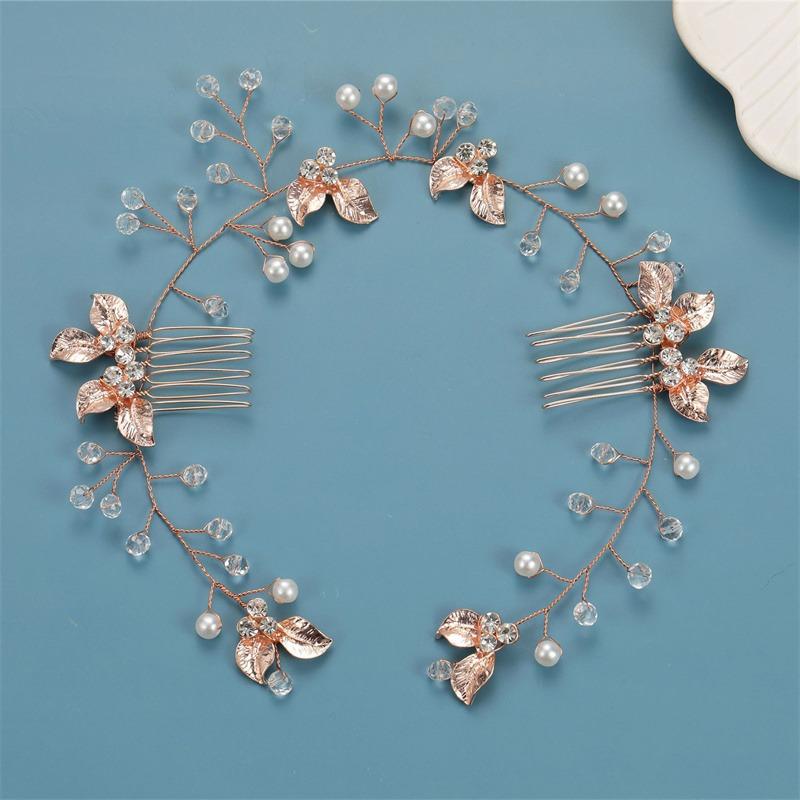 Pearl Leaf Comb Headband Women Tiara Headband Wedding Accessories Headband High Quality Exquisite Garment Accessories