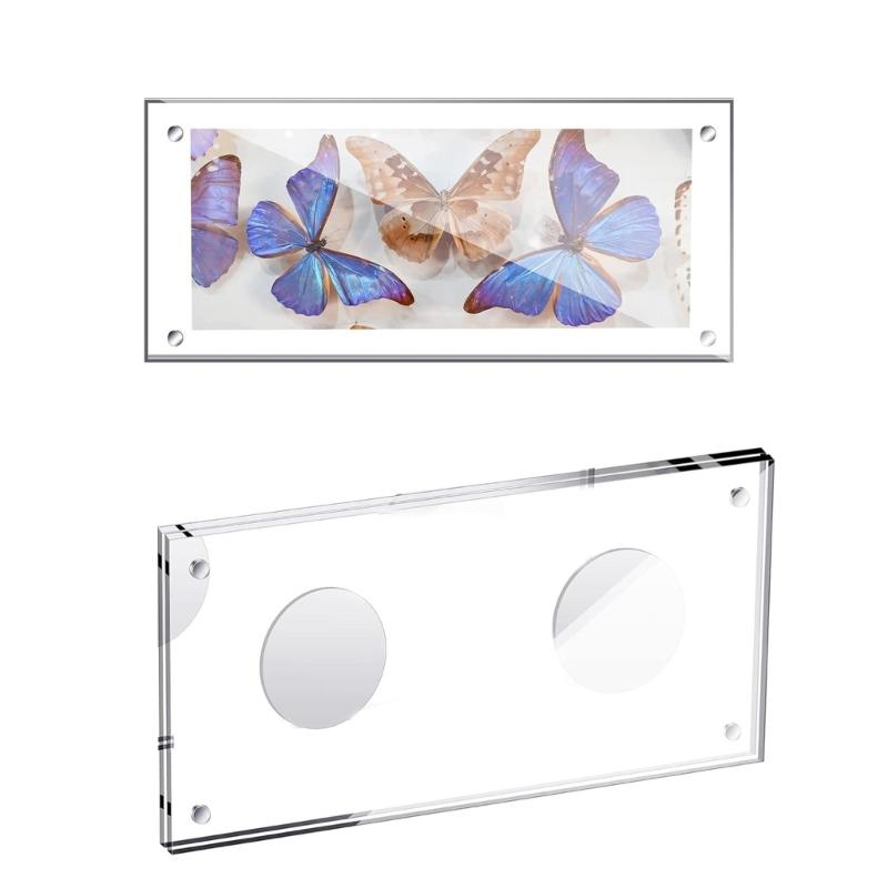 Acrylic Stamps Holder Clear Magnetic Closures Dustproof Coin Display Case Dollar Bill Currency Frame For Home Office