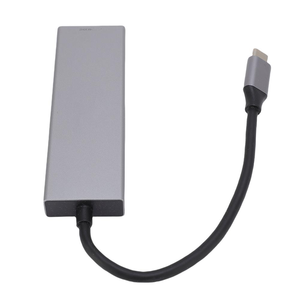 USB C Hub 5 in 1 Multiport Adapter 4K Stunning Display Type C Docking Station for Laptops Tablets Grey Aluminum Alloy