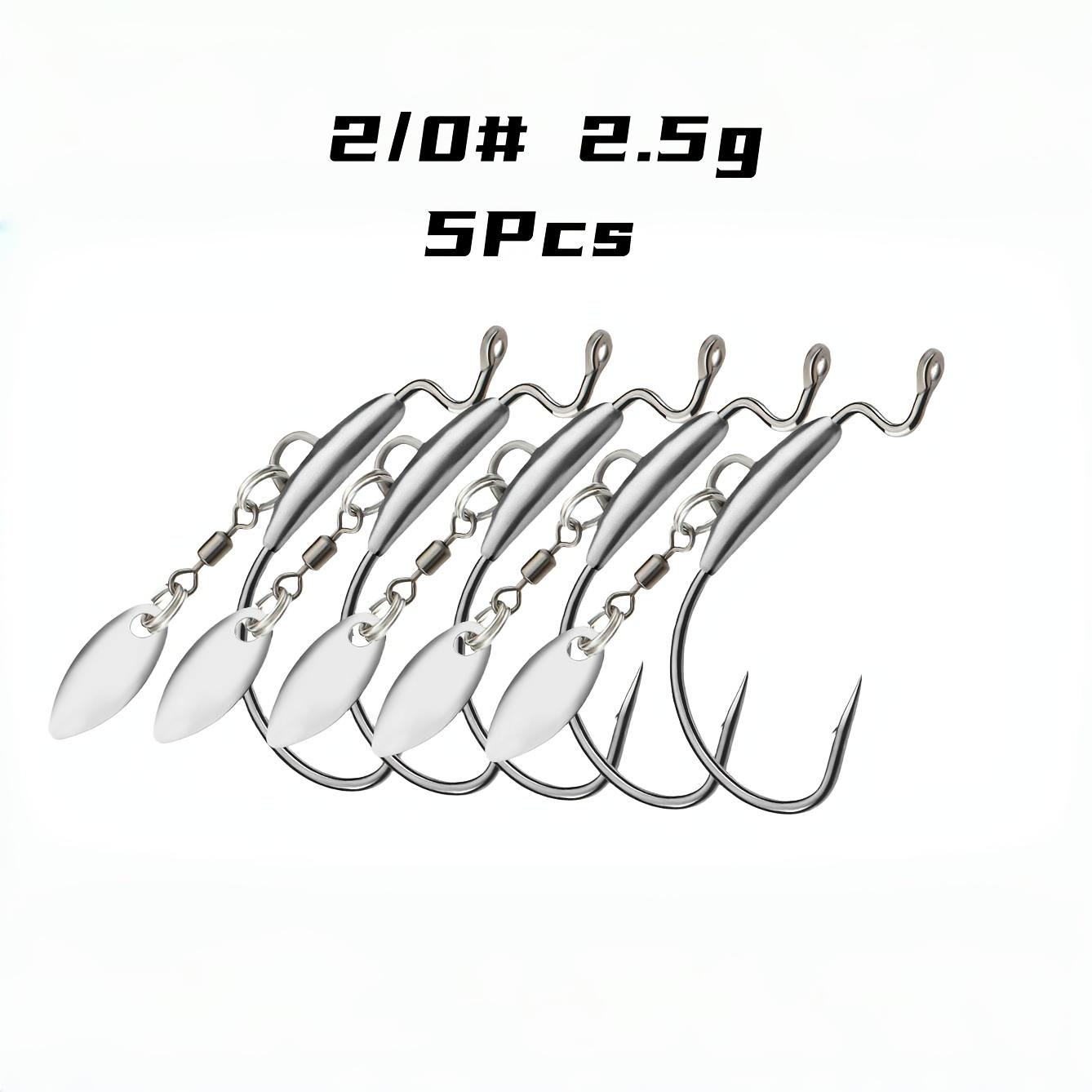 

5pcs Heavy-Duty Lead Curved Fishing Hooks with Swivel Lead Head - Hook Point for Catfish, Carp, Pike, Trout - Sinkable Soft Bait for Texas Rig 2/0# 2.5g 5 Pcs