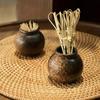 Japanese Style Toothpick Dispenser Ceramic Mini Vases Vintage Porcelain Jar Decorative Food Fruit Pick Fork Holder for Home