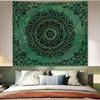 Green Mandala Hippie Tapestry for Bedroom Aesthetic, Boho Ceiling Art Decor Backdrop Tapestries, Bohemian Floral Wall Hanging