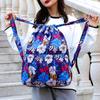 Women Backpack Flower Print Drawstring Lightweight Foldable Rucksack for Outdoor Travel Camping