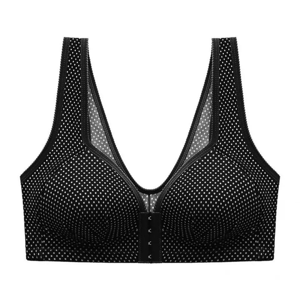 

FallSweet Бюстгальтер пуш-ап с застежкой спереди Женский беспроводной бюстгальтер Сексуальное нижнее белье в горошек Женское 42B чёрный
