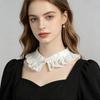 Vintage Ruffled Pearl Detachable Fake Collar Choker Elegant Lace Neck Collar For Dress Shirt Wedding Party Cosplay Decor