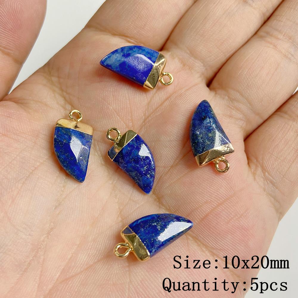 Natural Blue Lapis Lazuli Connector Charms Pendant Stone Warter Drop Teardrop Heart Pendants Charm For Jewelry Making Necklaces