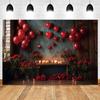 Romantic Valentine's Day Red Rose Love Candle Photography Banner Background, Indoor Scene Couple Photo Shooting Studio Backdrop