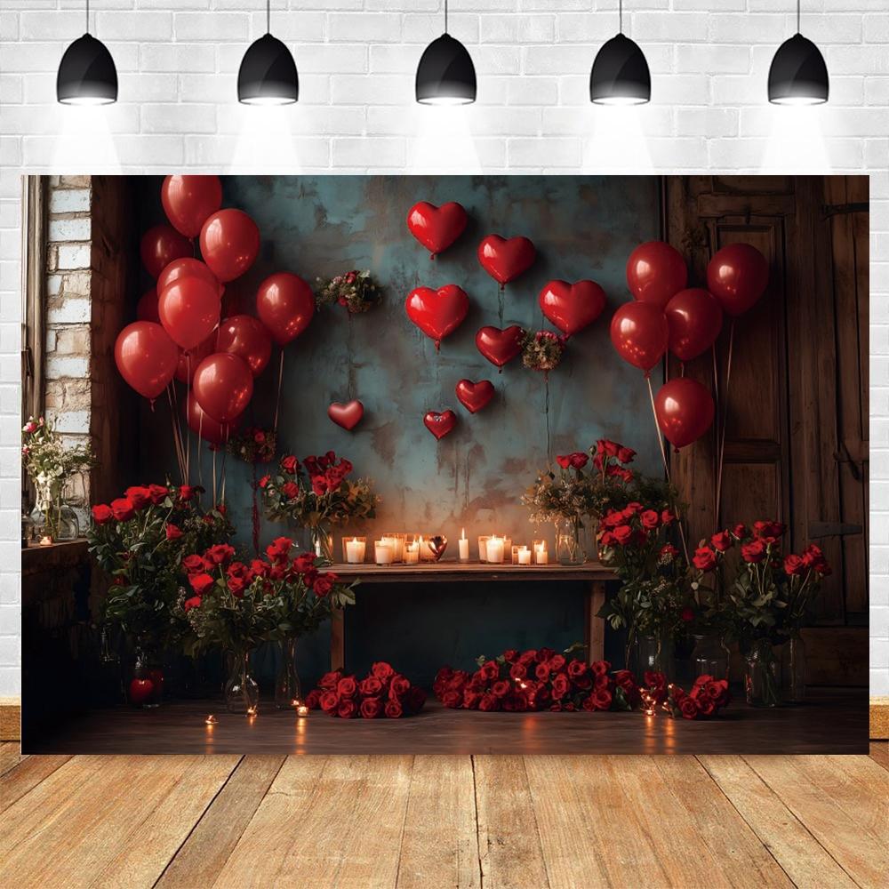 Romantic Valentine's Day Red Rose Love Candle Photography Banner Background, Indoor Scene Couple Photo Shooting Studio Backdrop