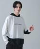 WEGO Dolman Ponte Long Sleeve Casual Korean Loose Size White Men's Hoodie, T-Shirt, Hooded, Button-Down Clothing, Style, Simple, Fit, Oversized,