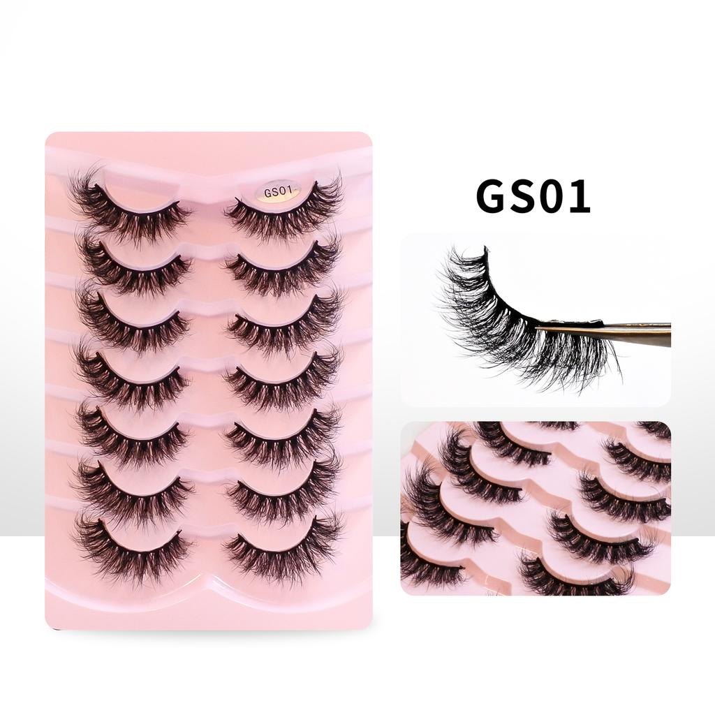 RED SIREN Lashes Mink Fluffy 7 Pairs / pack Natural Wispy Messy Manga Lashes Free Shipping False Eyelashes Makeup