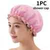 1pc Double Layer Shower Caps,Adjustable Printed Daisy Bonnet,Band Hair Hat for Women Ladies,Four Colors To Choose from