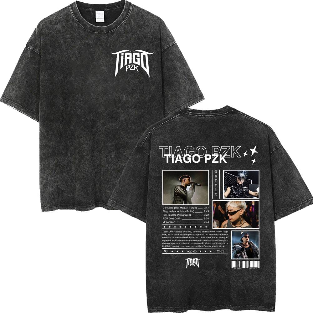 

Vintage Washed Rapper Tiago PZK Album Merch T Shirt Fashion Trend Hip Hop Short Sleeve Tshirt Men Women Casual Loose Tshirts S