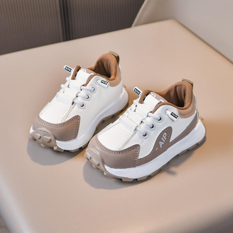 Kids Soft Sole Chunky Sneakers Leather Non Slip Casual Shoes For Boys And Girls Lightweight Comfortable Daily Wear