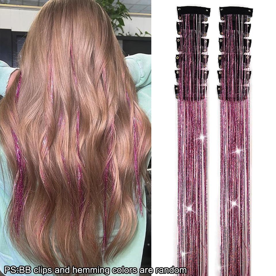 Synthetic 12 Pcs Colored Silk Hair Extensions for Women Clip-in Style Hair Extensions for Women Suitable for Holiday Events