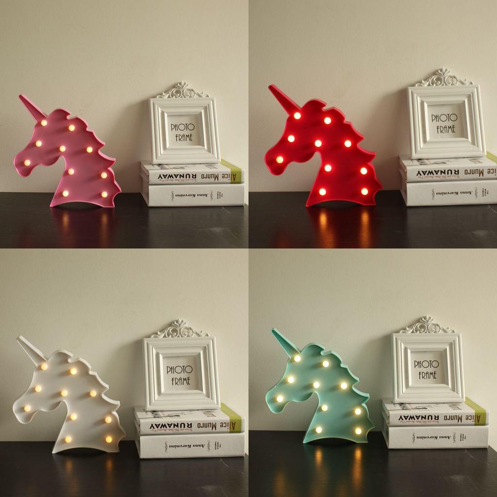 Adorable Cute Unicorn Head Led Letter Table Lamp Perfect For Children's Room Decor