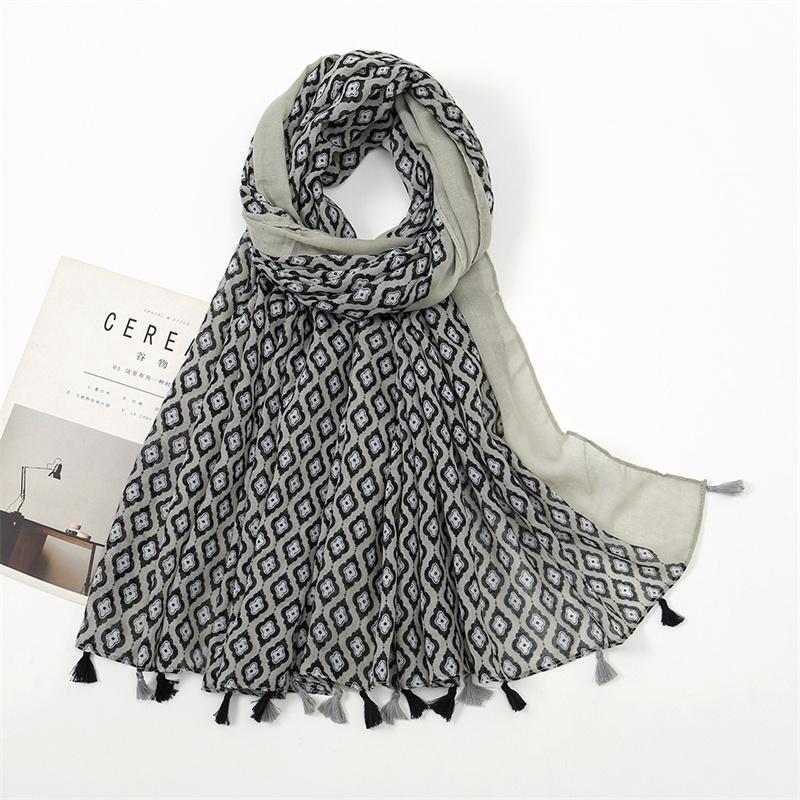 Fashion Thin Tassel Viscose Shawl Scarf for Women Luxury Design Neckerchief Wrap Pashmina Muslim Hijab Echarpes 180*90Cm