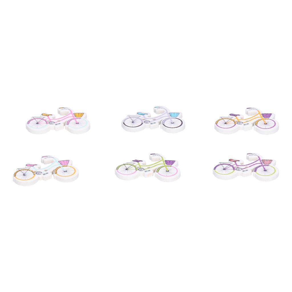 50 pezzi Bottone in Legno Cartone Animato Bicicletta Bottoni in Legno Fai da Te Accessori da Cucito Decorazione per Lavori di Cucito